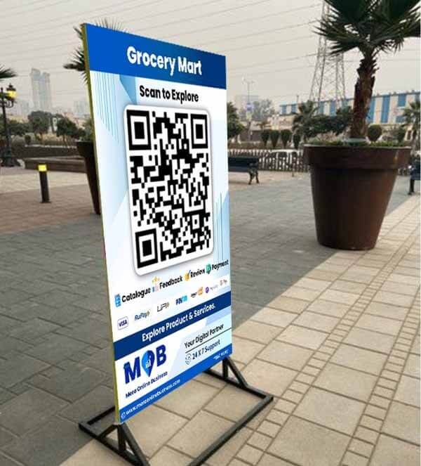 business qr on standing boards